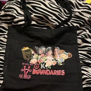 Black Tote Bag with Colorful Patches